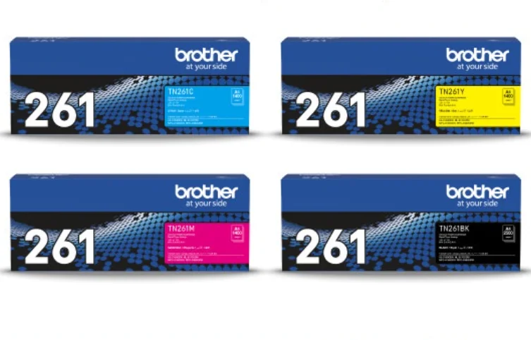 Brother TN261BK, TN261C, TN261M, TN261Y Toner Cartridges – Black, Cyan, Magenta, Yellow